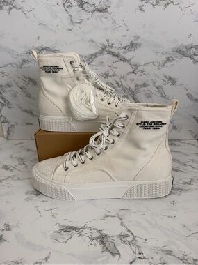 Marc Jacobs The Sneaker Canvas High Top Distressed Logo Shoes Men Size 11 EUR 44